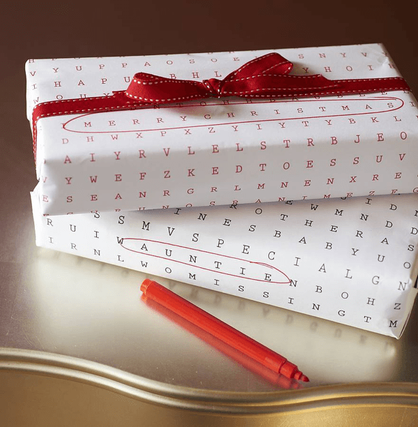 word search wrapping paper