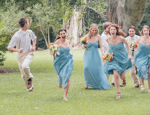a Hungry T-Rex Chasing the Bridal Party