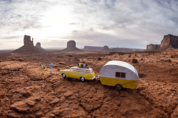 miniature toy figures in real world