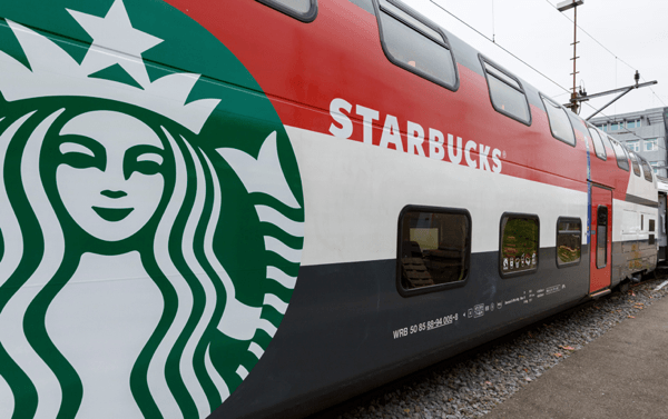 Starbucks on a train with SBB
