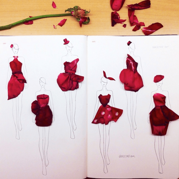 Creative Fashion Sketches With Flowers