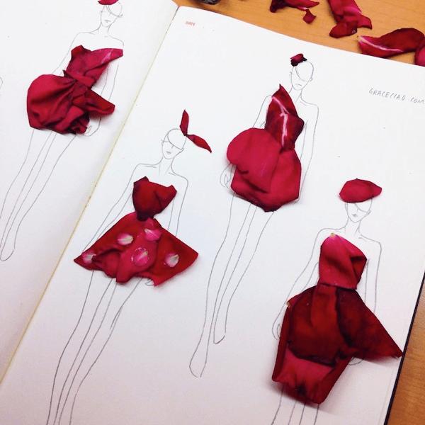 Creative Fashion Sketches With Flowers