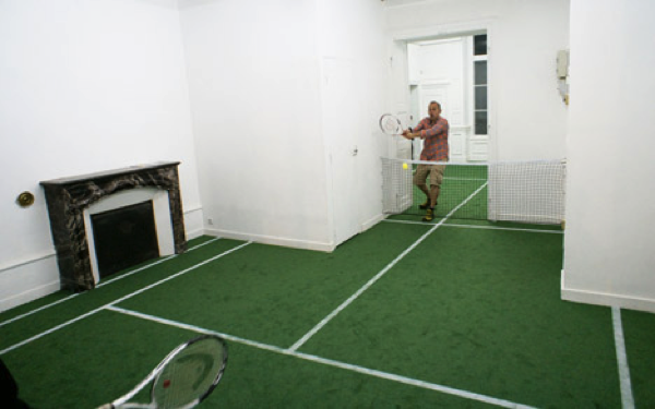 apartment into a tennis court