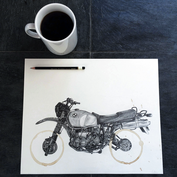 Coffee Stains Become Motorcycle Wheels