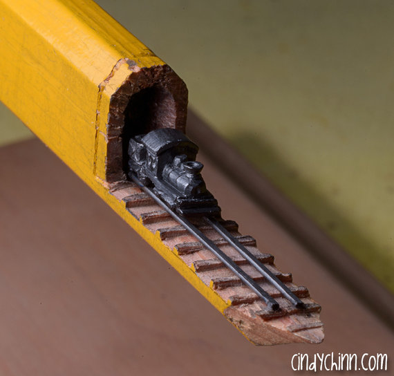 Pencil Carving Train and Trestles